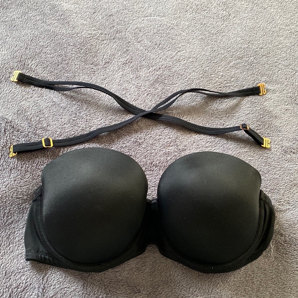 PINK Victoria’s Secret strapless black push up bra 34D